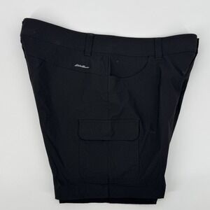 Eddie Bauer Women's Summer Trail Cargo Hiking Shorts Black Size 14 Stretch Golf